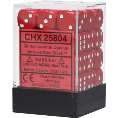Chessex Die-6 Set Opaque 12mm (Red/White)1