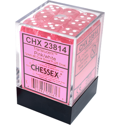 Chessex Die-6 Set Translucent 12mm (Pink/white)
