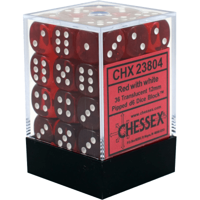 Chessex Die-6 Set Translucent 12mm (Red/white)