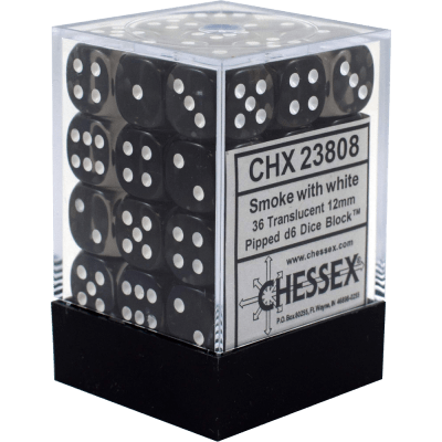 Chessex Die-6 Set Translucent 12mm (Smoke/white)1