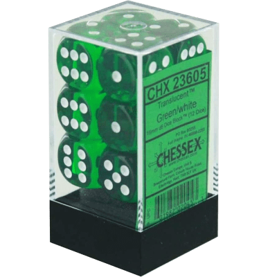 Chessex Die-6 Set Translucent 16mm (Green/white)