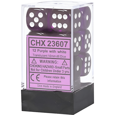 Chessex Die-6 Set Translucent 16mm (Purple/white)