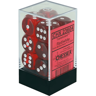 Chessex Die-6 Set Translucent 16mm (Red/white)