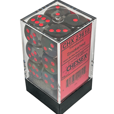 Chessex Die-6 Set Translucent 16mm (Smoke/red)