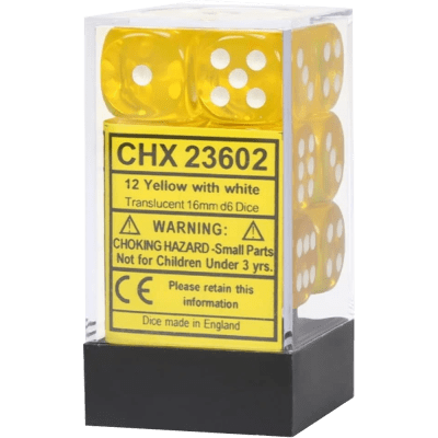 Chessex Die-6 Set Translucent 16mm (Yellow/white)