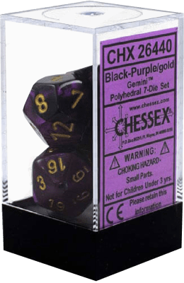 Chessex Die Rol Set Gemini (Black-Purple/Gold)1