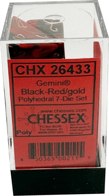 Chessex Die Rol Set Gemini (Black-Red/Gold)1
