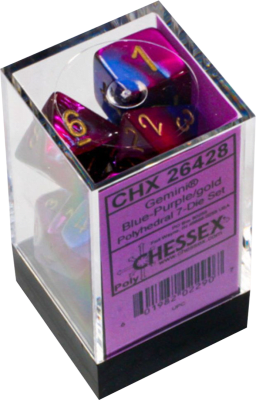 Chessex Die Rol Set Gemini (Blue-Purple/Gold)1