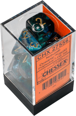 Chessex Die Rol Set Nebula (Oceanic/Gold)1