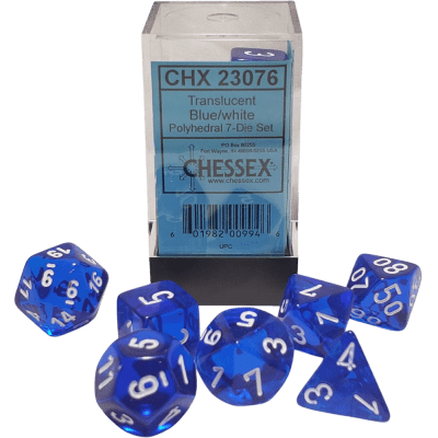 Chessex Die Rol Set Translucent (Blue/white)1