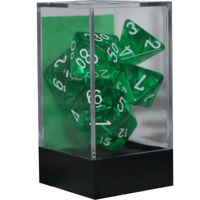 Chessex Die Rol Set Translucent (Green/white)1