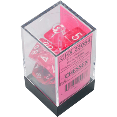 Chessex Die Rol Set Translucent (Pink/white)1