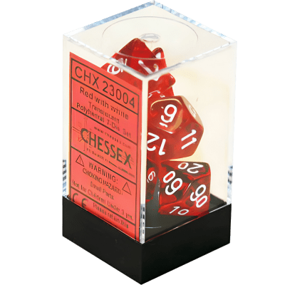 Chessex Die Rol Set Translucent (Red/white)