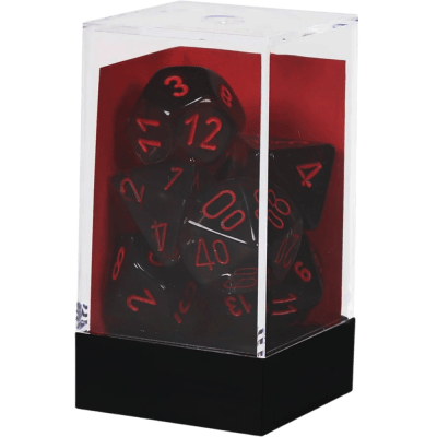 Chessex Die Rol Set Translucent (Smoke/red)1