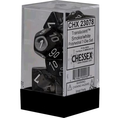 Chessex Die Rol Set Translucent (Smoke/white)1