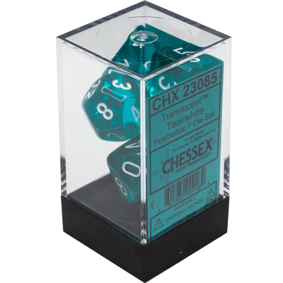 Chessex Die Rol Set Translucent (Teal/white)1