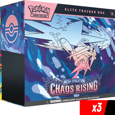 PREVENTA Pack 3 Elite Trainer Box Pokemon TCG: Mega Evolution - Chaos Rising1