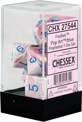 Chessex Die Rol Set Festive (Pop Art/Blue)1