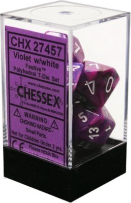 Chessex Die Rol Set Festive (Violet/White)1