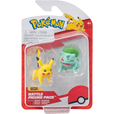 Figura Jazwarez Pokémon Battle Figure Pack: Pikachu + Bulbasaur