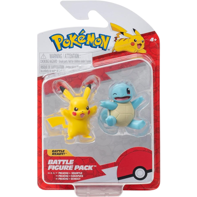 Figura Jazwarez Pokémon Battle Figure Pack: Pikachu + Squirtle