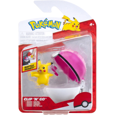 Figura Jazwarez Pokémon Clip 'n' Go: Pikachu + Love Ball