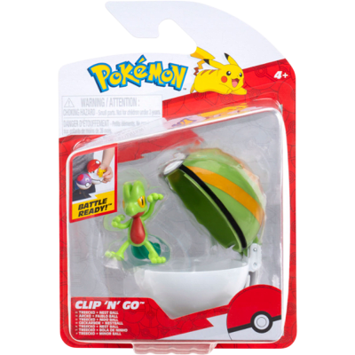 Figura Jazwarez Pokémon Clip 'n' Go: Treecko + Nest Ball