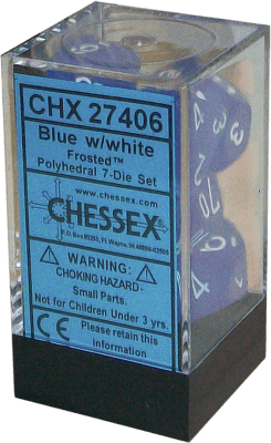 Chessex Die Rol Set Frosted (Blue/White)