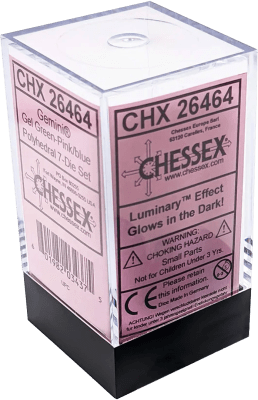 Chessex Die Rol Set Gemini (Gel Green-Pink/Blue)1