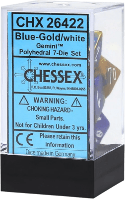 Chessex Die Rol Set Gemini (Blue-Gold/White)1