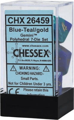 Chessex Die Rol Set Gemini (Blue-Teal/Gold)1