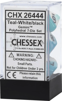 Chessex Die Rol Set Gemini (Teal-White/Black)1