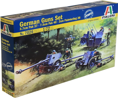 Model Kit Italeri: German Guns Set PAK37 - PAK40 - FLAK38