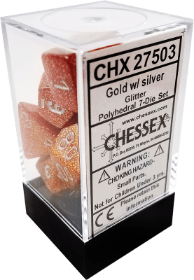 Chessex Die Rol Set Glitter (Gold/Silver)1