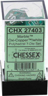 Chessex Die Rol Set Marble (Oxi-Copper/White)
