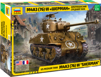 Model Kit Zvezda: 3676 US Medium Tank M4A3 (76) W 