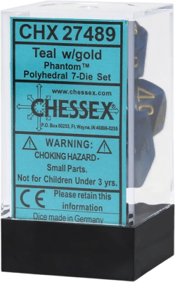 Chessex Die Rol Set Phantom (Teal/Gold)1