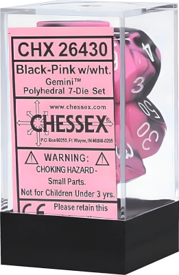 Chessex Die Rol Set Gemini (Black-Pink/White)1