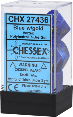 Chessex Die Rol Set Vortex (Blue/Gold)1