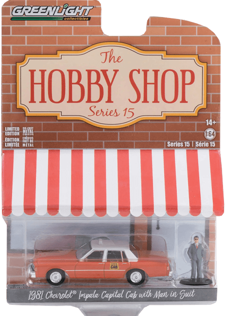 GreenLight Collectibles: 1:64 1981 Chevrolet Impala Capital Cab The Hobby Shop Series 15 0