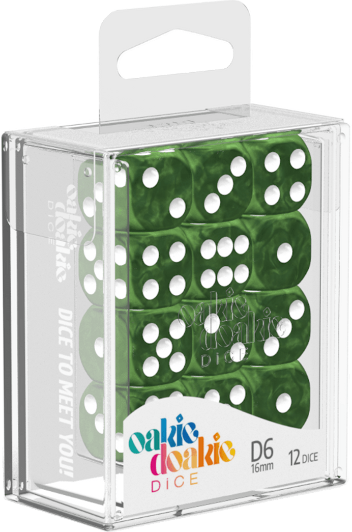 Set 12 Dados Oakie Doakie D6 16mm - Marble 0