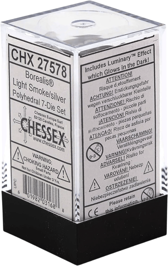 Chessex Die Rol Set Borealis (Light Smoke/Silver) 0