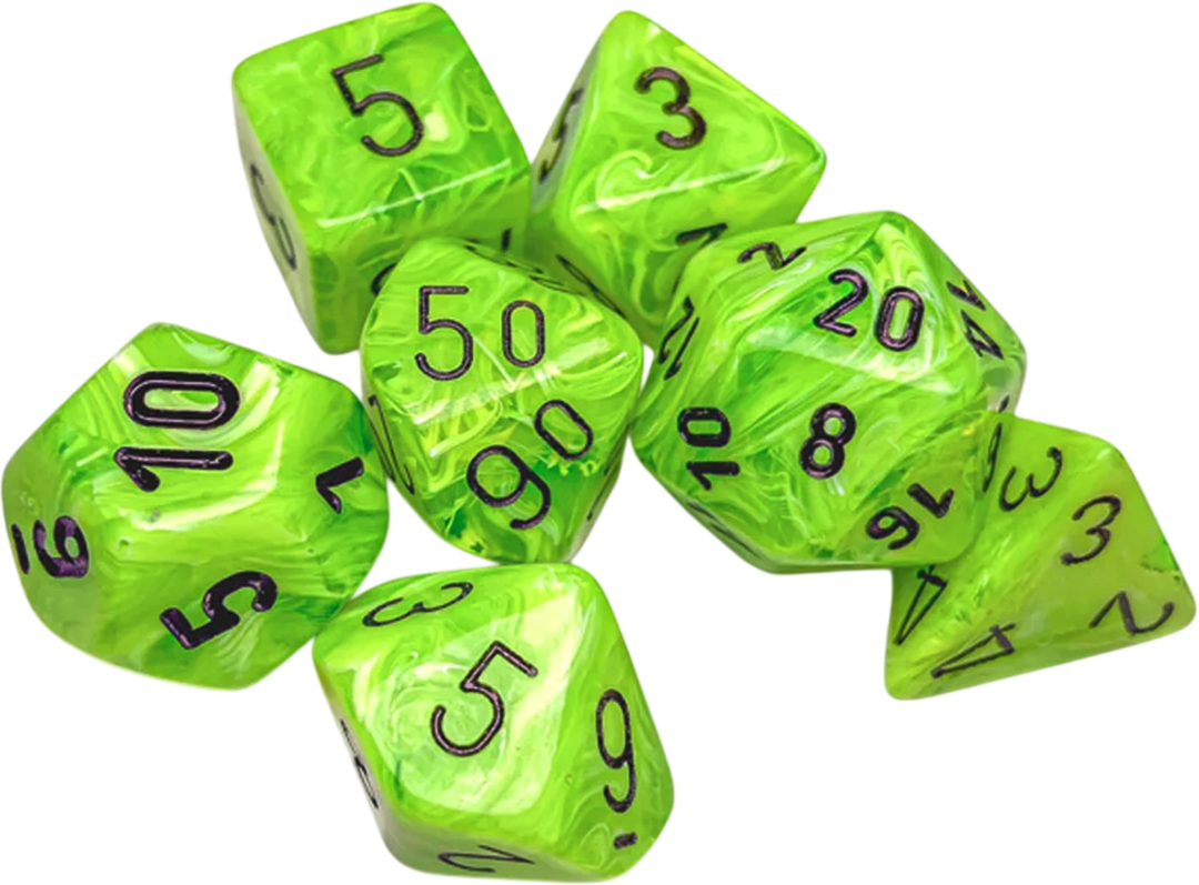 Chessex Die Rol Set Vortex (Bright Green/Black)2