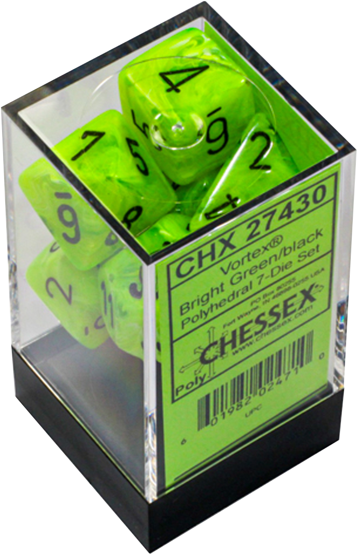 Chessex Die Rol Set Vortex (Bright Green/Black) 0