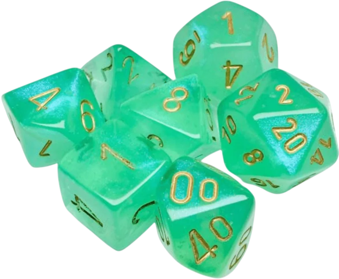 Chessex Die Rol Set Borealis (Green/Gold)2