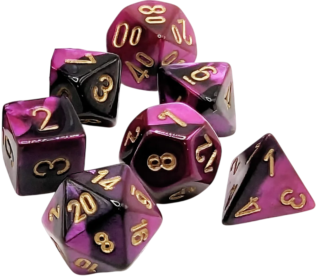 Chessex Die Rol Set Gemini (Black-Purple/Gold)2