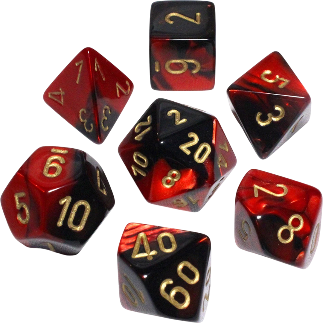 Chessex Die Rol Set Gemini (Black-Red/Gold)2