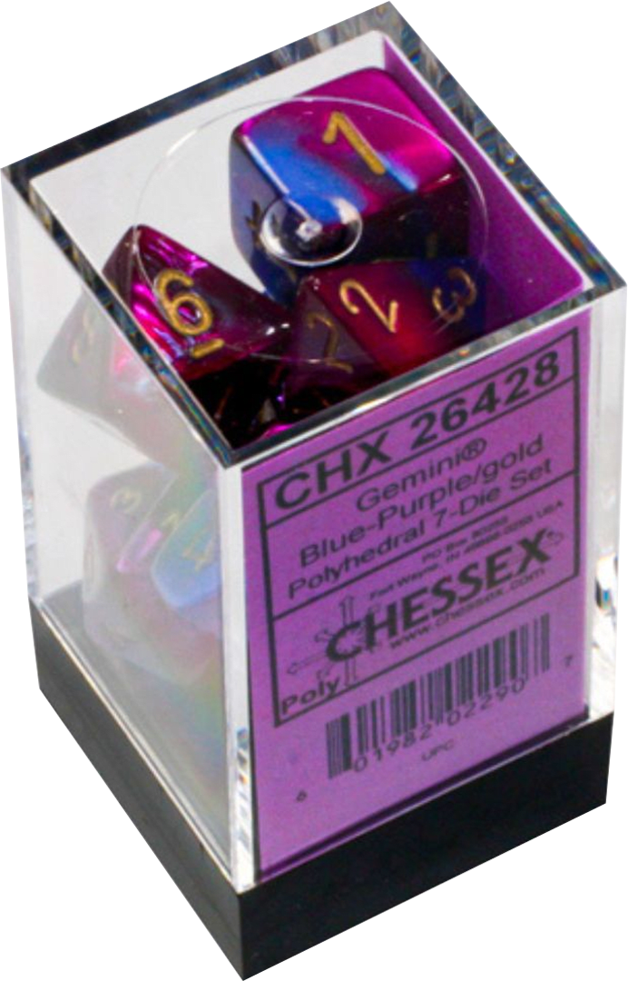 Chessex Die Rol Set Gemini (Blue-Purple/Gold) 0