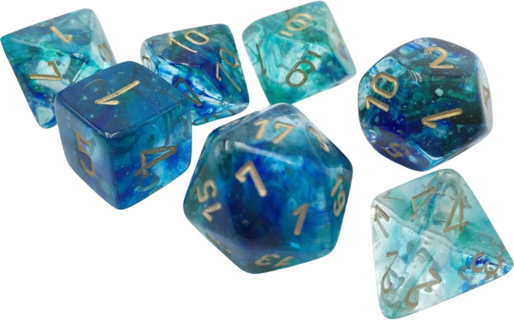 Chessex Die Rol Set Nebula (Oceanic/Gold)2