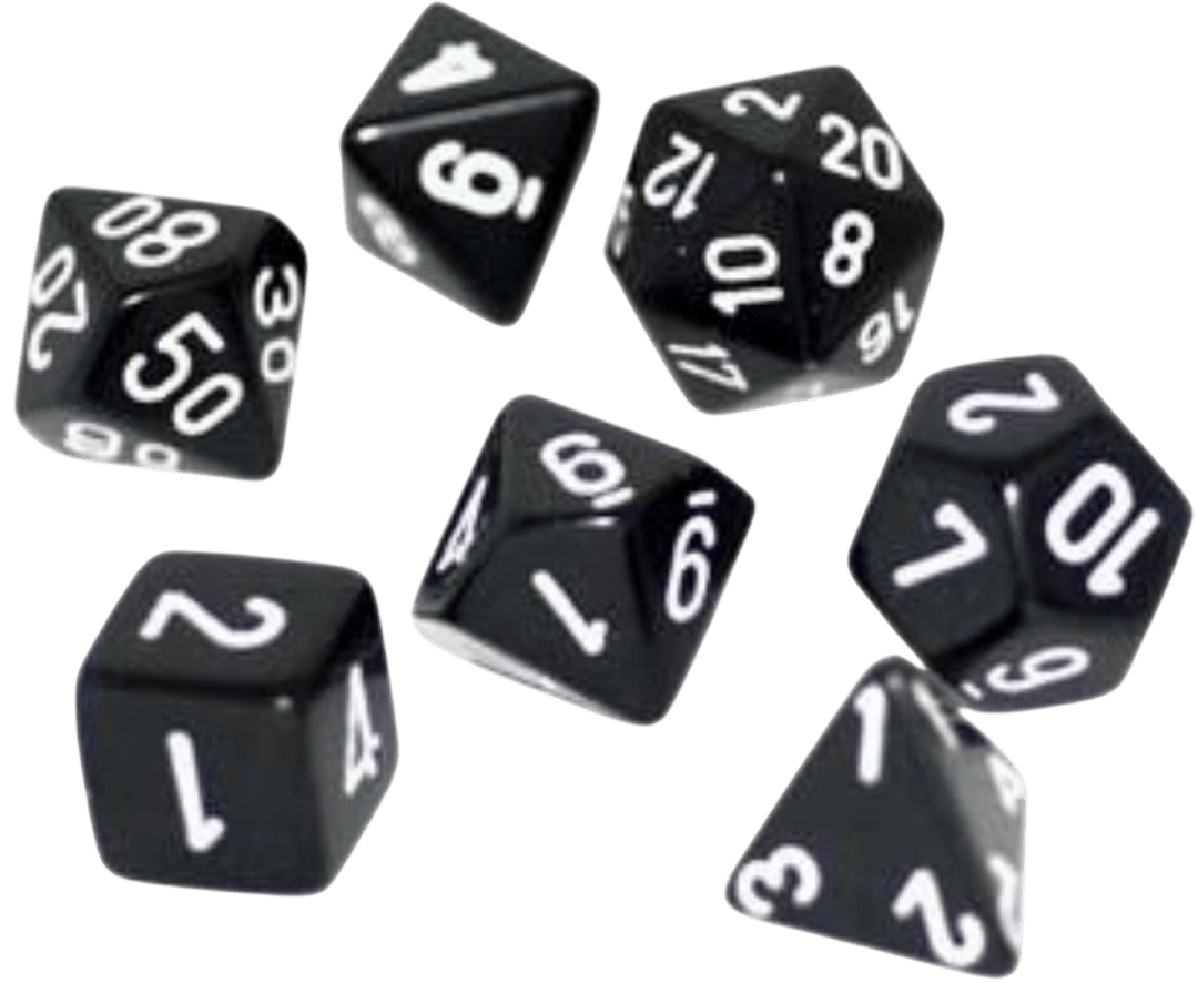 Chessex Die Rol Set Opaque (Black/White)2